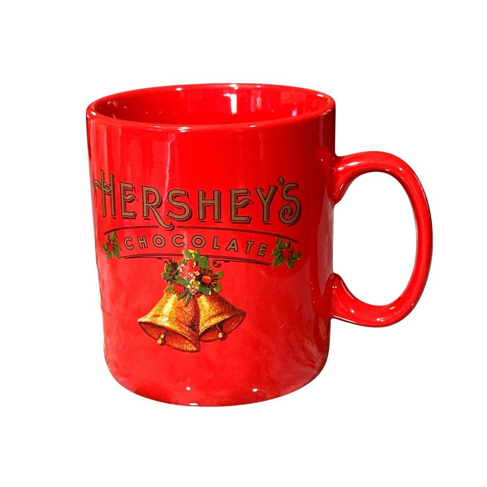 Hersheys Chocolate Galerie Jumbo 24 Oz Red Christmas Bells Holly Mug Extra Large - Picture 3 of 6